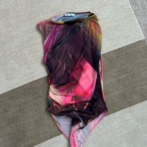 Zara Pink and Black Asymmetrical Top